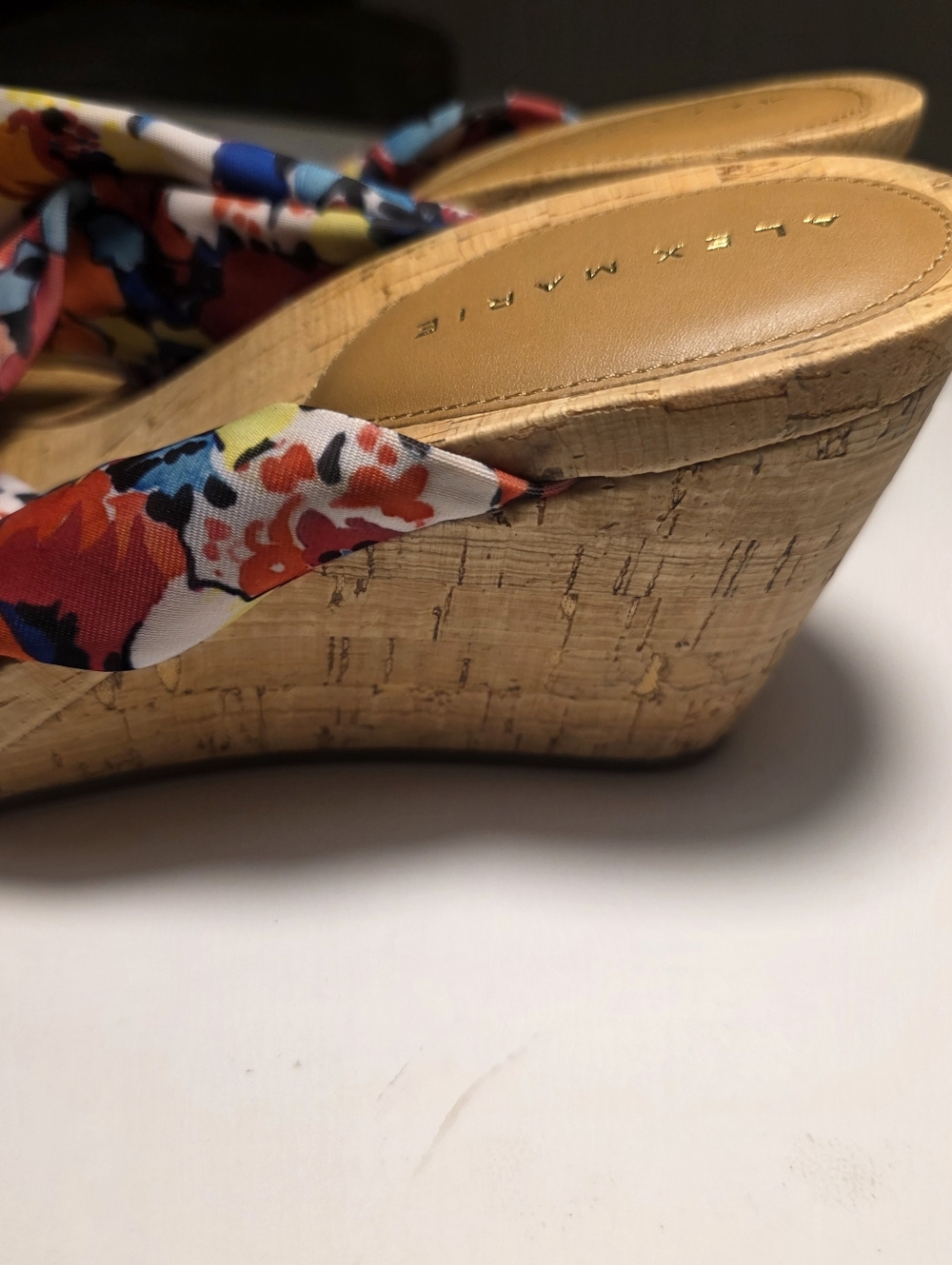 Alex Marie Benita Cork Wedge Floral Thong Sandals Flip Flop Colorful Shoes 10 - Picture 3 of 6